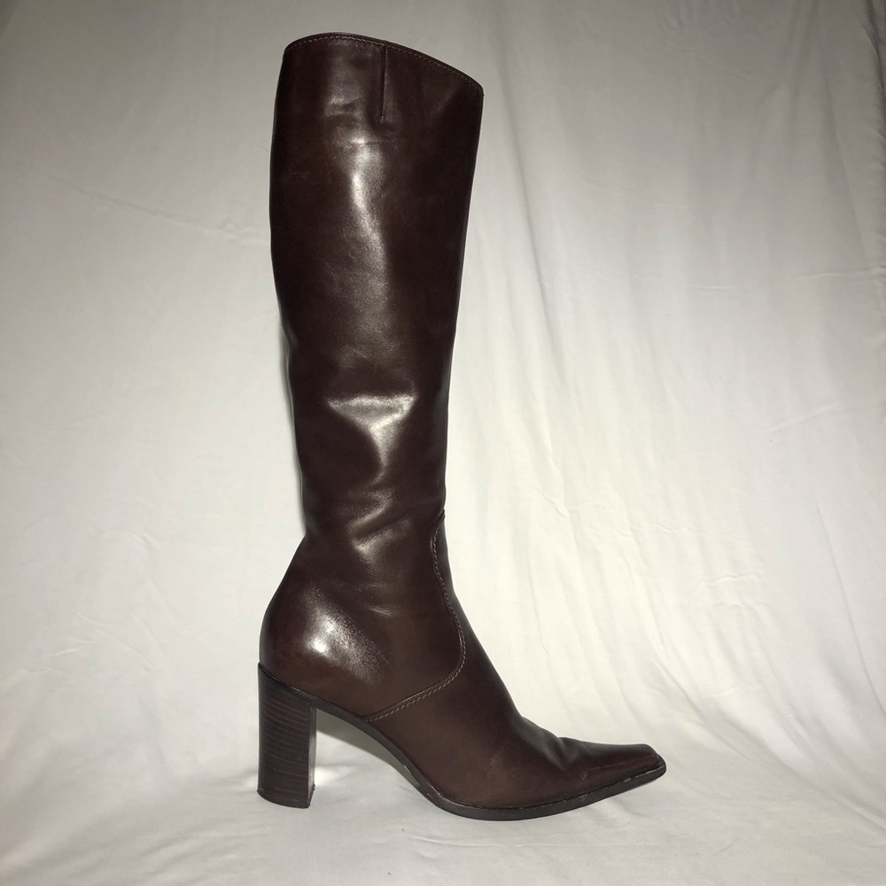 Sergio Rossi Brown Leather Knee High Boots, Heeled